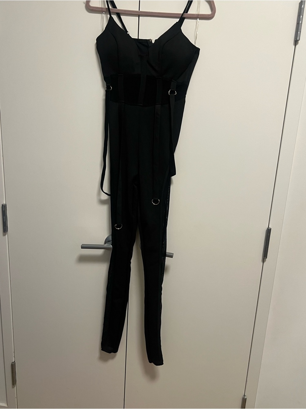 Black Strappy Corset-Style Jumpsuit